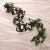 Kerstversiering Zijden Kunstmatige Roos Hangende Bloemen Voor Muur Kerst Planten Bladeren Garland Romantische Bruiloft Woondecoratie R231106