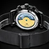Zegarstka Ailang świetlisty kalendarz czarne mężczyzn zegarki swobodne luksusowe działalność Wodoodporna automatyczna faza księżyca Relogio Masculino 8609