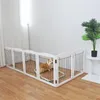 Cat Carriers Freestanding Foldable Dog Gate For House Extra Wide Wooden White Indoor Puppy Stairs Gates Doorways Pet