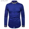 Camisas casuales para hombres Hombres Primavera Otoño Camisa Social Henley Vestido Camisa Moda Manga larga Bordado formal Tops Ropa Casual Camisa Masculina Q231106