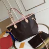 Bolso de diseñador de lujo luis NeverfMM N41358 Damier Ebene Brown Tote bolsos de mano para mujer monedero g de calidad superior