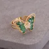 Anelli placcati in oro da donna Anelli a farfalla aperti in cristallo colorato Anelli da dito semplici per banchetti nuziali per regalo da donna