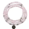 Strand 73cm Bracelete rosa claro para mulheres 6mm Nature Rose Quartzs Cystal Não Jóias de moda de vidro Bracelets de boa qualidade