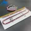 Sparkling Fashion Jewelry 3mm 5mm 6.5mm Red Moissanite Tennis Chain Necklaces and Bracelet Pass Diamond Tester