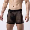 Sous-vêtements hommes maille boxer shorts sous-vêtements sexy respirant plat coin pantalon creux transparent grand et