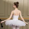 Stage Wear Adultes Ballerine Ballet Swan Lake Performance Mesh Blanc Noir Tulle Tutu Jupe Spaghetti Strap Élastique Body Justaucorps Robe