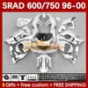 Motorrad Karosserien für SUZUKI SRAD GSXR600 GSXR750 1996 1997 1998 1999 2000 168No.124 GSX-R750 GSXR-600 96-00 GSXR 750 600 CC 600CC 750CC 96 97 98 99 00 Verkleidung graue Flammen