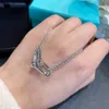 Tiffanylris ecklace Seiko Edition T Family Подкова Ожерелье с двойным кольцом Стерлинговое серебро 925 пробы Толщина 18-каратной шейной цепочки U-образная цепочка с крестообразным воротником Женские украшения