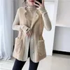 Damesvesten imiteren schapen lamslam haar buitenkleding vest huid één lichaam all-match trekstring losse herfst en winter instelling