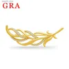Pins Brooches Szjinao Yellow Gold Leaf Moissanite Brooches For Women With Ceritificate Brilliant Party Luxury Designer Jewelry Wife Gift Sale Q231107