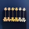 New Fashion threeleaf flower pendant earring Women shiny Lucky Necklace Gold silver Rose Gold Plating bracelet ring Designer Jewelry VAFb-265800