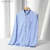 Chemises décontractées pour hommes Mince 100% coton chemises à carreaux pour hommes à manches longues coupe régulière chemise à carreaux hommes bleu nouveau 2020 doux confortable mâle Q231106