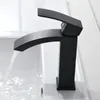 Robinets de lavabo de salle de bain aan Robinet d'eau de bassin noir mat Mitigeur à une poignée en laiton blanc massif 230406