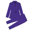Calça de duas peças feminina cor sólida feminino terno fino equipado com jaqueta blazer de lápis de festa formal de festas 2 peças (calças de casaco)