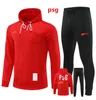 2023 Football Hoodie Tracksuits Jacket Set Män Kids Sportwear 22 23 Halva Drawed Long Sleeve Soccer Football Training Suit Surtetement Foot Chandal Jogging Suit