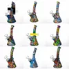 Silicone Bongs Water smoke Hookah Printing 6.5 Inch Downstem Free Glass Bowl 14.4mm Joint Mixed Colors Food Grade Pipes Dab 484