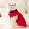 Trajes de gato e traje de cachorro estilo princesa feriado vestido vermelho outono/inverno quente animal de estimação celebração de natal