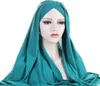 Bufandas Moda Mujeres Color Sólido Algodón Pañuelo Listo para usar Instant Hijab Bufanda Musulmán Mantón Islámico Hijabs Árabe Wrap Head