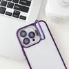 Luxe Legering Lens Film Bescherming Met Houder Telefoon Case Voor iPhone 12 13 15 Pro Max 15 14 Plus acryl Transparante Achterkant