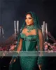 Emerald Green Aso Ebi Perlen Mermaid Prom Kleider für eine elegante Brautpartei mit Kopfschmuck Afrika Kristall Special OCN -Kleider Vestidos