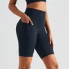 Shorts actifs Collants Haut Nu Levage Yoga Rise Sentiment Court Sport Gym Taille Femmes Leggings Pantalons de Fitness Entraînement BuHigh Poches
