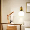 Wall Lamp Nordic Glass For Bedside Living Room Background Bedroom Study Corridor Stair Wooden E27 Scomce Lighting Fixture