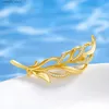 Pins Brooches Szjinao Yellow Gold Leaf Moissanite Brooches For Women With Ceritificate Brilliant Party Luxury Designer Jewelry Wife Gift Sale Q231107