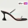 com sandálias de moda de caixa feminino amina muaddi veet cristal embelezado stap sandália sapatos femininos tamanho 34-40