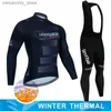 Cykeltröja Set Tour of Italy Winter Thermal Fece Cycling Jersey Set Long Seve Bicyc Clothing Mtb Bike Wear Maillot Ropa Ciclismo Cycling Q231107