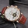 Men luxury designer Hollow tourbillon Automatic Mechanical Watch leather Band Belt Multifunctional Watches