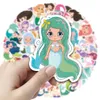 50st Cartoon Cute Mermaid Stickers Roliga Marine Organism Jellyfish Graffiti Stickers Blandade telefonfodral Bagage Vattentät DIY DECAL 2 GRUPPER