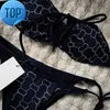 Cristal pleine lettre femme maillot de bain noir rose dos nu Bikinis deux pièces mode maillots de bain été fête Sexy maillot de bain