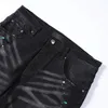 Men's Jeans AM 2023 Streetwear Ripped Tie-Dye Printed Stretch Skinny Pants Casual Black Slim Fit Pencil Trousers