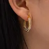 Creolen Uworld Ins 18 Karat Vergoldeter Edelstahl Twist Schmuck Geschenk Weiße Zirkonia Perle Für Frauen Bijoux Femme