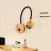 Wall Lamp LED Simple 360° Adjustable Bedroom Lights Nordic Creative Wooden Lighting Indoor Home Decors Sconces With Switch