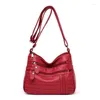 Evening Bags All-Match Solid Shoulder Bag Soft Leather Multi-Compartment Large Capacity 2023 High Quality Woman