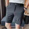 Men's Shorts Pantalones Cortos Summer Knee Length For Men Clothing 2023 Simple Business Formal Wear Slim Fit Casual Short Homme 2Color