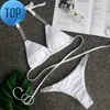 Damen Bademode Sexy White Crystal Diamond Bikini 2021 Frauen Cross Bandeau Badeanzug Female Brazilian Set Halter BadeanzugF