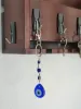 Keychains Lanyards L Lucky Blue Glass Evil Eye Keychain Ring W/ 3 Bead Eyes Sign Of Good Luck And Protection Home Keys Purse Bags Rear Amtn7