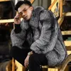 Men's Fur Faux Luxury Winter Warm Jackets Men Furry Coats Fox Outwear for Black Coat 231106