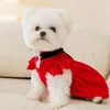 Trajes de gato e traje de cachorro estilo princesa feriado vestido vermelho outono/inverno quente animal de estimação celebração de natal