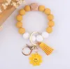 Bracelets porte-bonheur perles de silicium porte-clés bracelet pour femmes filles mode sac clé pendentif tournesol perlé bracelet accessoire