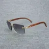 Óculos de sol ao ar livre de luxo da moda homens naturais de madeira negra búfalo chifre sem aro óculos femininos acessórios de metal moldura Oculos Square Gafas para Clubkajia