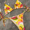 Sexy Thong Bikini Set Fashion Print Swimwear Dames Tweede stuk set zwempak Beach Three Point Bikini's
