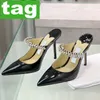 Classic London Dress Shoes Designer High Heel Luxury women shoes with Crystal Strap Slides Stiletto Heels Bing 100 85 65 Mules Crystal Strap Wedding Party Slippers