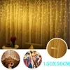 Strängar LED Twinkle Star Window Curtain String Light Wedding Party Home Garden Bedroom ljus