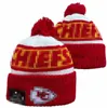 Homens de malha com punho pom Kansas City Gorros KC Bobble Chapéus Esporte Chapéu de Malha Listrado Sideline Lã Quente Gorros de Beisebol Cap Para Mulheres A16