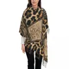 Halsdukar anpassad tryckt leopardpäls med etniska ornament halsduk kvinnor män vinter varm stam afrikanska djur sjalar omslag