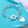 Tiffanybead Kolye Tiffanybracelet Heart Tiffanyjewelry Desginer Aynı Kalp Şekillendirilmiş Ot Buckle Çift Bileklik Üç Renk Emaye Sevgi İngilizce Hangtag Şeftali