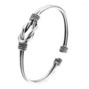 Bangle Meyrroyu Vintage Thai Silver Open for Women Girl Punk Fashion Retro Hand smycken Party Present Pulseras Mujer